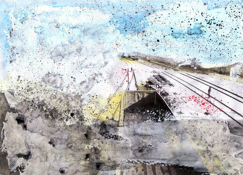 Graphite, watercolour, gesso, printed photograph 2013. &copy; Kyriakos Papageorgiou